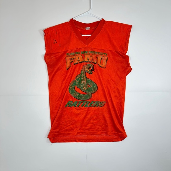 Vintage Famu Rattlers Florida A&M Football Jersey Sz XS Orange Russell Rare READ - Picture 9 of 16